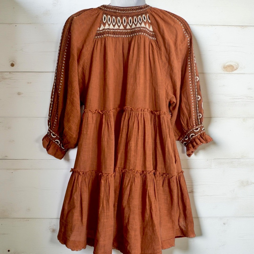 Free People Dream Weaver Tunic Top Terracotta Orange XS - Picture 6 of 11